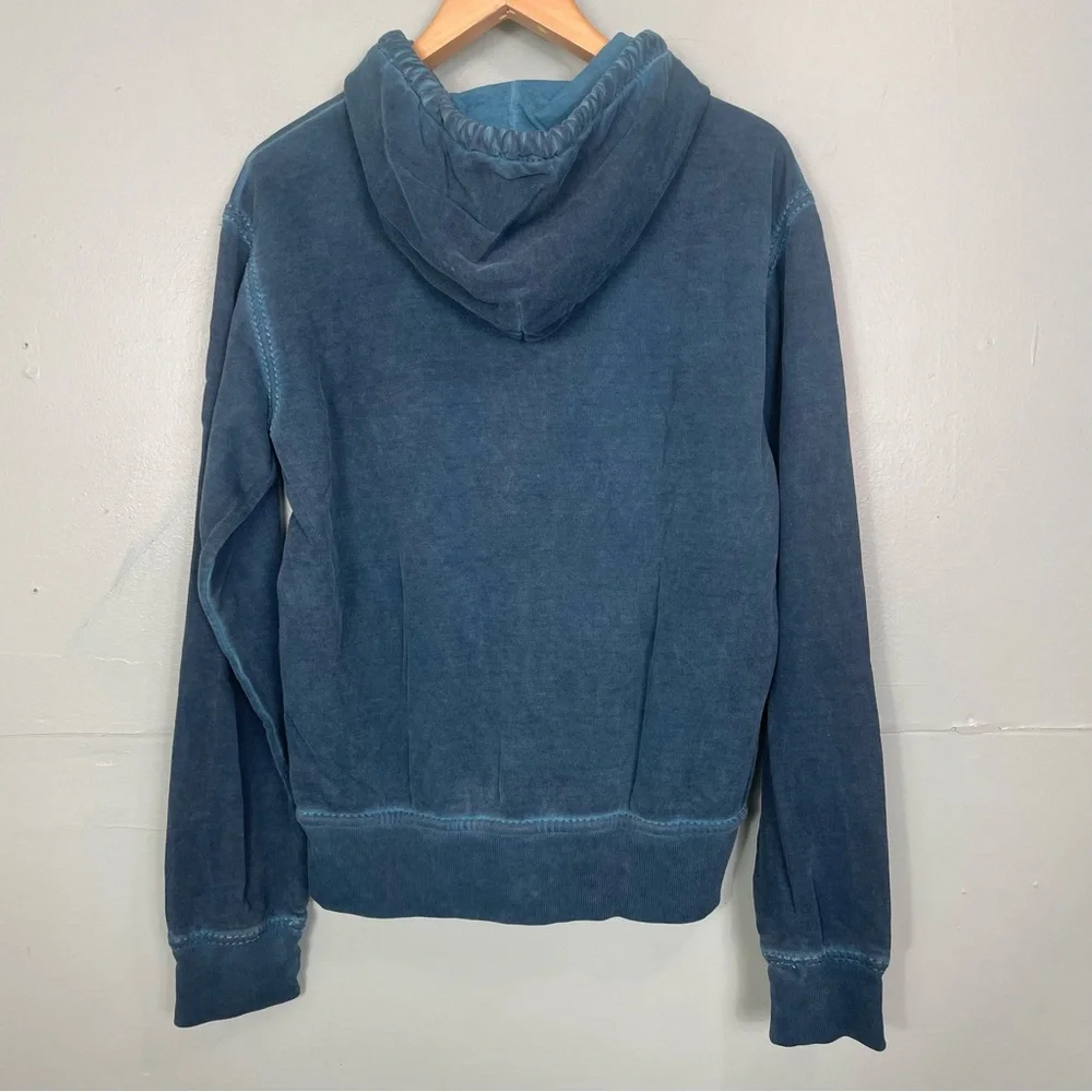 True Religion Unwashed Big T Zip Hoodie Acid Blue Size Medium 100%‎ Cotton